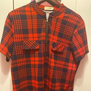 Red and dark blue fashion top